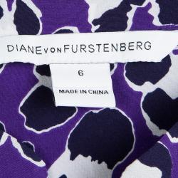 Pre Owned Diane Von Furstenberg Purple Printed Silk Long Sleeve Gilmore Blouse M