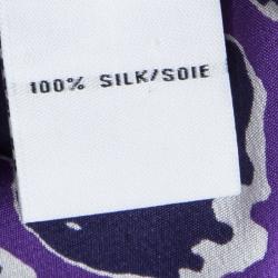 Pre Owned Diane Von Furstenberg Purple Printed Silk Long Sleeve Gilmore Blouse M