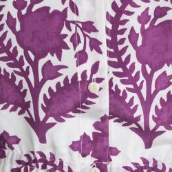 Pre Owned Diane Von Furstenberg Lilac Floral Printed Silk Habotai Dress M