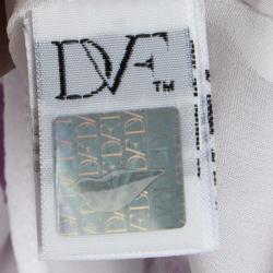 Pre Owned Diane Von Furstenberg Lilac Floral Printed Silk Habotai Dress M