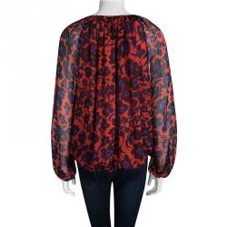 Pre Owned Diane Von Furstenberg Multicolor Printed Silk Hathaway Blouse M