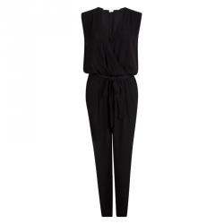 Diane Von Furstenberg Black Rawena Tie Detail Sleeveless Jumpsuit M