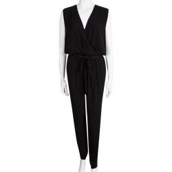 Diane Von Furstenberg Black Rawena Tie Detail Sleeveless Jumpsuit M