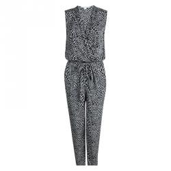 Diane Von Furstenberg Rawena Monochrome Printed Silk Jumpsuit M