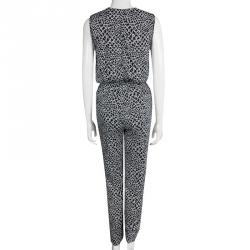 Diane Von Furstenberg Rawena Monochrome Printed Silk Jumpsuit M