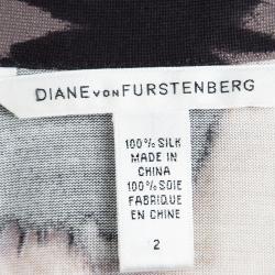 Pre Owned Diane Von Furstenberg Printed Silk Jersey Lindsey Mini Wrap Dress S