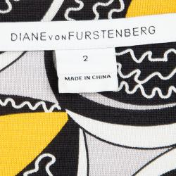 Pre Owned Diane Von Furstenberg Multicolor Printed Silk Jersey Naoki Wrap Dress S