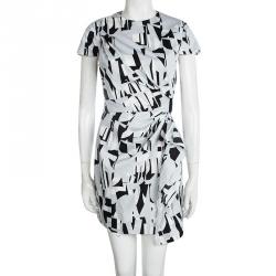 Pre Owned Diane Von Furstenberg Printed Cotton Alba Two Mini Draped Dress S