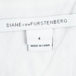 Pre Owned Diane Von Furstenberg Printed Cotton Alba Two Mini Draped Dress S