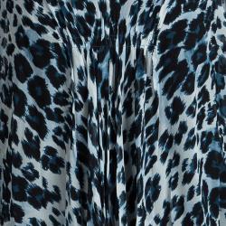 Pre Owned Diane Von Furstenberg Snow Cheetah Printed Silk Fleurette Kaftan Tunic M