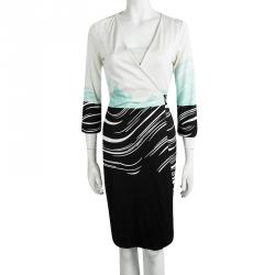 Pre Owned Diane Von Furstenberg Multicolor Printed Jersey Wrap Dress M