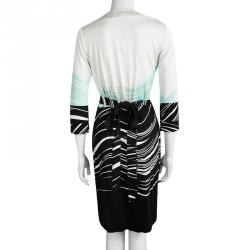 Pre Owned Diane Von Furstenberg Multicolor Printed Jersey Wrap Dress M