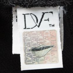 Pre Owned Diane Von Furstenberg Black Bead Embellished Lyndsey Faux-Wrap Dress S