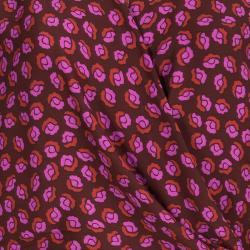 Pre Owned Diane Von Furstenberg Burgundy Printed Silk Dolman Sleeve Faux Wrap Blouse L