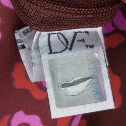 Pre Owned Diane Von Furstenberg Burgundy Printed Silk Dolman Sleeve Faux Wrap Blouse L