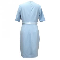 Pre Owned Diane Von Furstenberg Baby Blue Short Sleeve Dress M