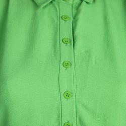 Pre Owned Diane Von Furstenberg Celery Green Crepe Belted Karin Shirt Dress M
