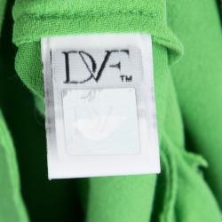 Pre Owned Diane Von Furstenberg Celery Green Crepe Belted Karin Shirt Dress M