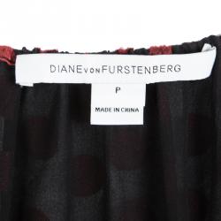 Pre Owned Diane Von Furstenberg Marnie Black Burnout Detail Long Sleeve Blouse XS