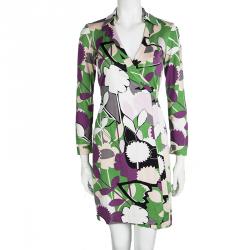 Pre Owned Diane Von Furstenberg Multicolor Floral Printed New Jeanne Two Wrap Dress S