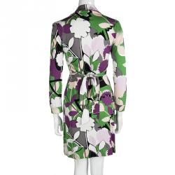 Pre Owned Diane Von Furstenberg Multicolor Floral Printed New Jeanne Two Wrap Dress S
