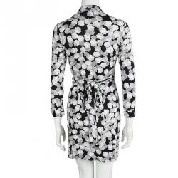 Pre Owned Diane Von Furstenberg Monochrome Printed New Jeanne Two Wrap Tunic M