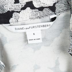 Pre Owned Diane Von Furstenberg Monochrome Printed New Jeanne Two Wrap Tunic M