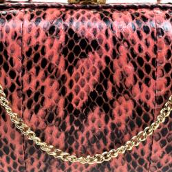 Pre Owned Diane Von Furstenberg Red/Black Python Flirty Minaudiere Clutch