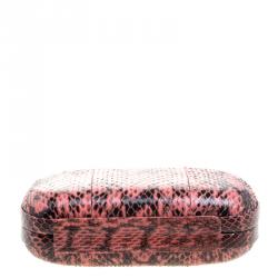 Pre Owned Diane Von Furstenberg Red/Black Python Flirty Minaudiere Clutch