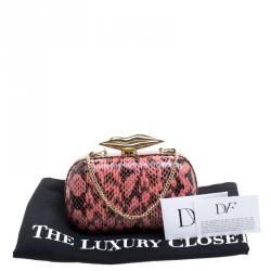 Pre Owned Diane Von Furstenberg Red/Black Python Flirty Minaudiere Clutch