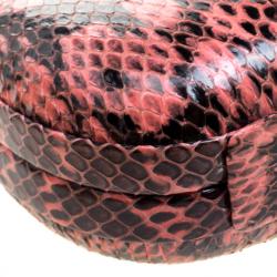 Pre Owned Diane Von Furstenberg Red/Black Python Flirty Minaudiere Clutch