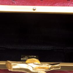 Pre Owned Diane Von Furstenberg Red Ostrich Embossed Leather Long Lytton Clutch