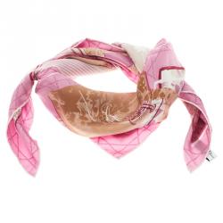مملوكة مسبقًا Dior Pink Printed Silk Square Scarf