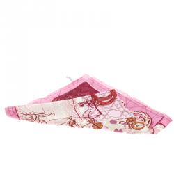 مملوكة مسبقًا Dior Pink Printed Silk Square Scarf