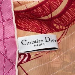 مملوكة مسبقًا Dior Pink Printed Silk Square Scarf