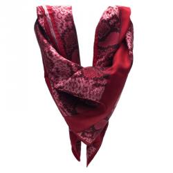 مملوكة مسبقًا Dior Pink and Red Printed Silk Square Scarf