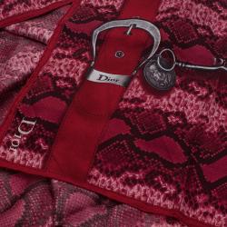 مملوكة مسبقًا Dior Pink and Red Printed Silk Square Scarf