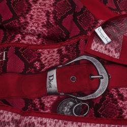 مملوكة مسبقًا Dior Pink and Red Printed Silk Square Scarf