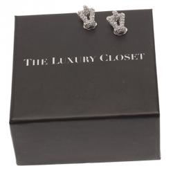 مملوكة مسبقًا أقراط ديور مشبك مرصعة بالكريستال لون فضي