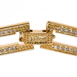 مملوكة مسبقًا سوار ديور تصميم متشابك مرصع بالكريستال ذهبي اللون 19 سم