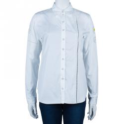 Pre Owned Dior White Embroidered Sleeve Shirt M