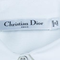 Pre Owned Dior White Embroidered Sleeve Shirt M