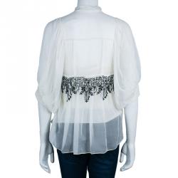 Dior White Beaded Chiffon Top M