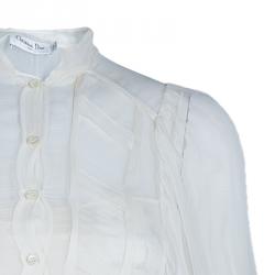 Dior White Beaded Chiffon Top M