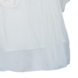 Dior White Beaded Chiffon Top M