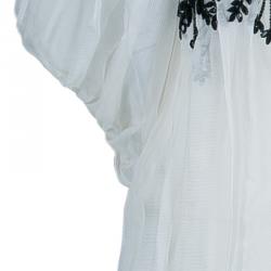 Dior White Beaded Chiffon Top M