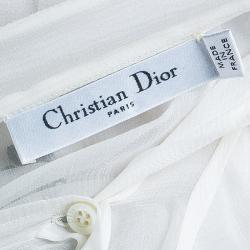 Dior White Beaded Chiffon Top M