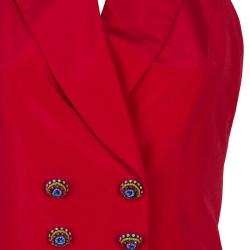 Pre Owned Dior Red Silk Button Vest Top M