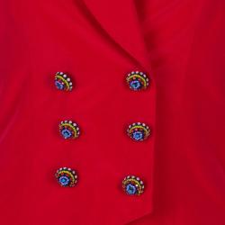 Pre Owned Dior Red Silk Button Vest Top M
