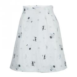         Dior Cream Lurex Embroidered Silk Skirt S